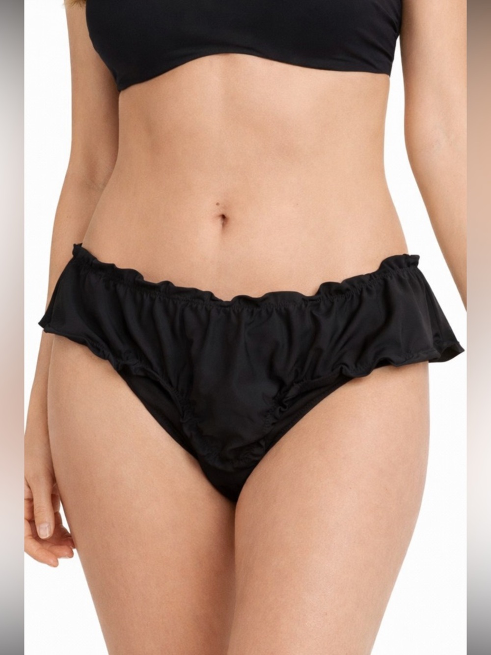 Bikini Bottoms Black Ruffled 14W